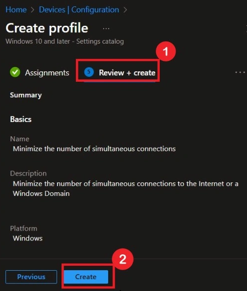 Assigning the configuration profile to device or user groups